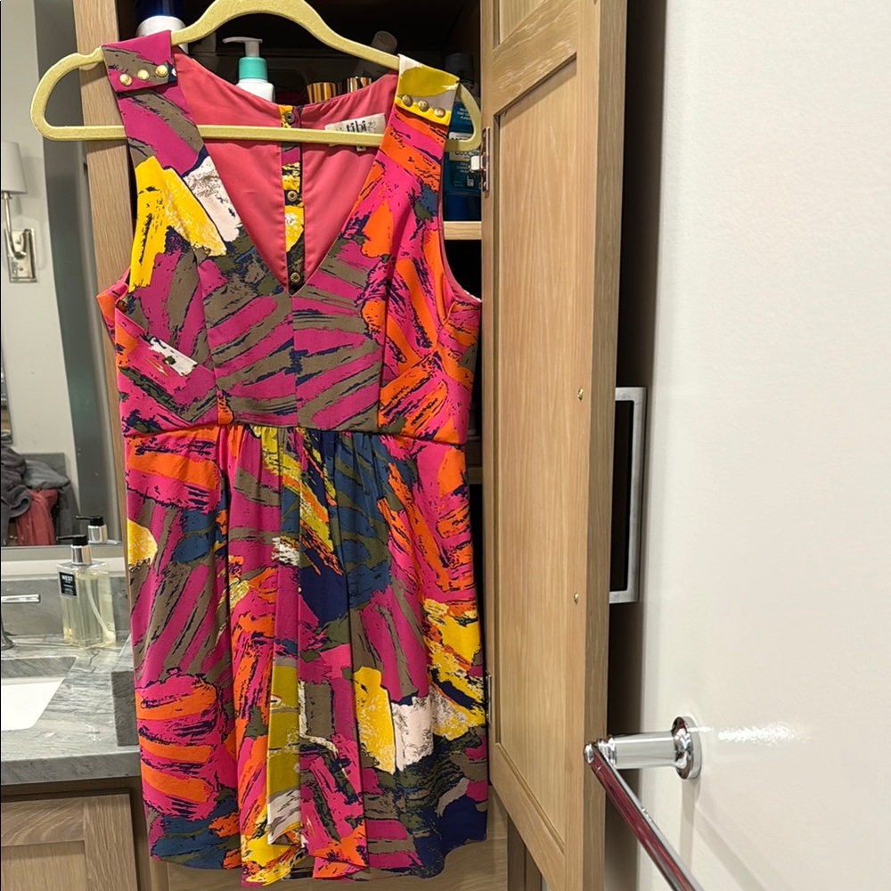 Tibi Pink and Yellow Mini Dress
